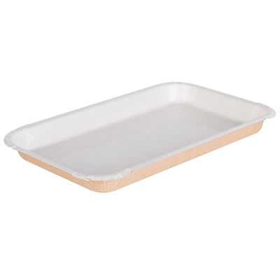 Лоток бумажный 200x110x20мм PLATTER Жиростойкий цвет Крафт/Белый OSQ (х50/850)