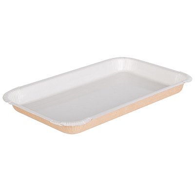 Лоток бумажный 200x110x20мм PLATTER Жиростойкий цвет Крафт/Белый OSQ (х50/850)