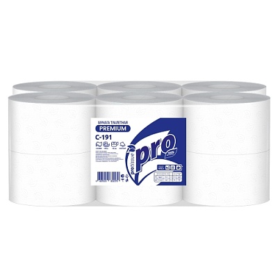 Туалетная бумага 2х слойная метраж PRO Tissue, 170м T2 С-191 (х1/12) [упаковка]